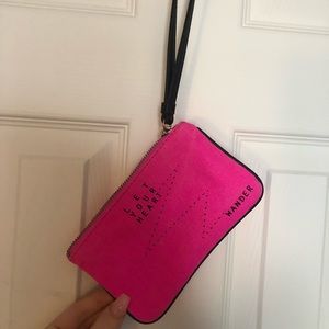 Small pink travel pouch.